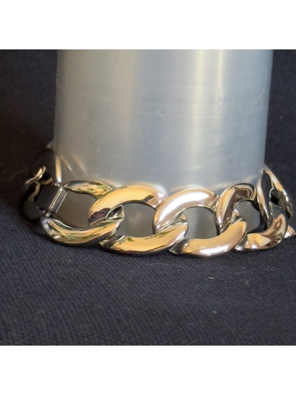 Men's Stainless Steel Cuban Link Bracelet 8.5 Inches Polished Silver Tone